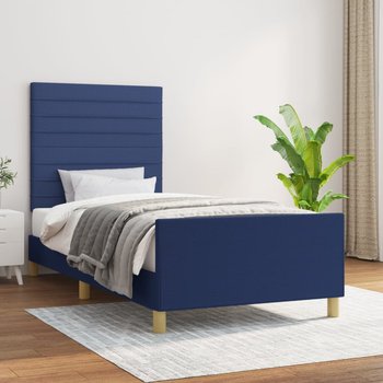 vidaXL Rama łóżka z zagłówkiem, niebieska, 90x200 cm, obita tkaniną - vidaXL