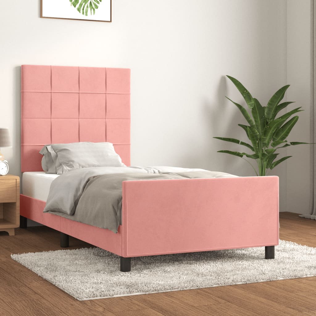Фото - Ліжко VidaXL Rama łóżka z zagłówkiem, różowa, 80x200 cm, aksamitna 