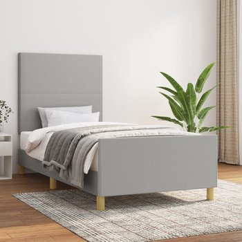 vidaXL Rama łóżka z zagłówkiem, szara, 80x200 cm, tapicerowana tkaniną - vidaXL