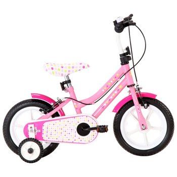 VidaXL Rower dla dzieci, 12 cali, biało-różowy - vidaXL