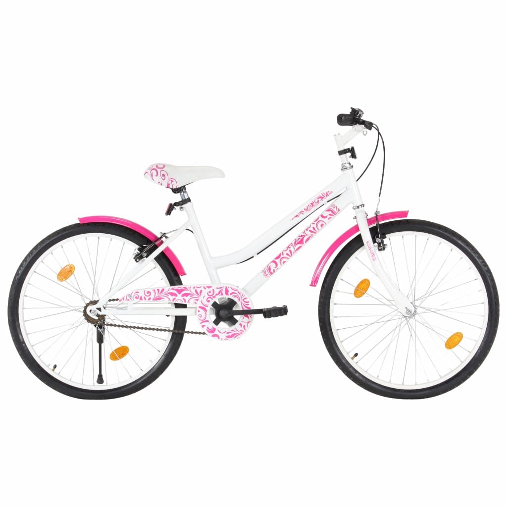 Фото - Дитячий велосипед VidaXL , Rower dla dzieci, 24', różowo-biały, dziewczęcy 