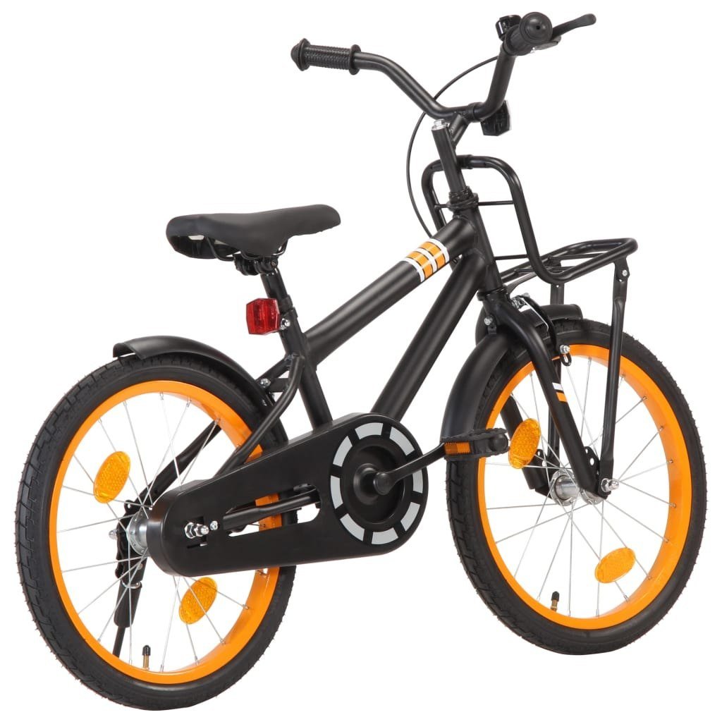 Фото - Дитячий велосипед VidaXL Rower Dziecięcy  18 Cali Czarno-pomarańczowy Z Przednim Bagażnikiem 