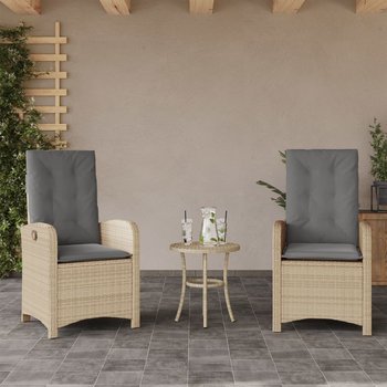 vidaXL Rozkładane fotele ogrodowe, 2 szt., poduszki, mieszany beż - vidaXL