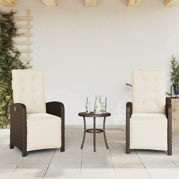 vidaXL Rozkładane fotele ogrodowe z podnóżkiem, 2 szt., brązowe - vidaXL