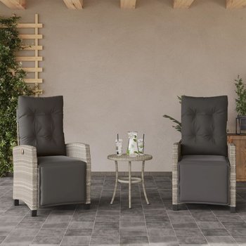vidaXL Rozkładane fotele ogrodowe z podnóżkiem, 2 szt., jasnoszare - vidaXL