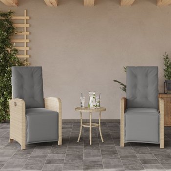 vidaXL Rozkładane fotele ogrodowe z podnóżkiem, 2 szt., mieszany beż - vidaXL