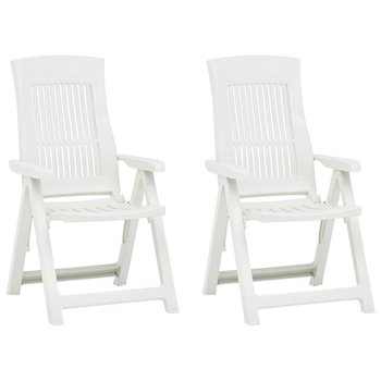vidaXL Rozkładane krzesła do ogrodu, 2 szt., plastikowe, białe - vidaXL