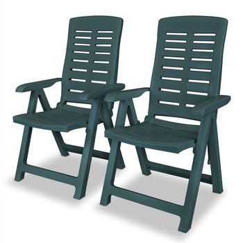 vidaXL Rozkładane krzesła ogrodowe, 2 szt., plastikowe, zielone - vidaXL