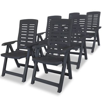 vidaXL Rozkładane krzesła ogrodowe, 6 szt., plastikowe, antracytowe - vidaXL