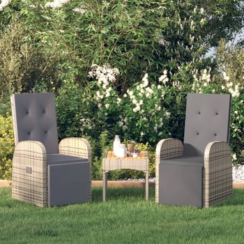vidaXL Rozkładane krzesła ogrodowe, poduszki, 2 szt., szare, rattan PE - vidaXL