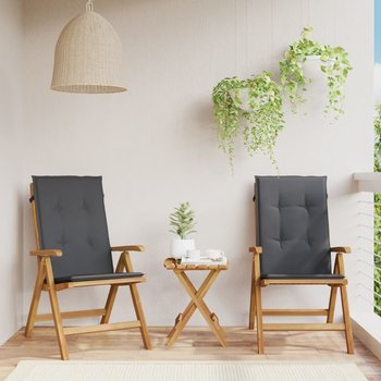 vidaXL Rozkładane krzesła ogrodowe z poduszkami, 2 szt., drewno tekowe - vidaXL