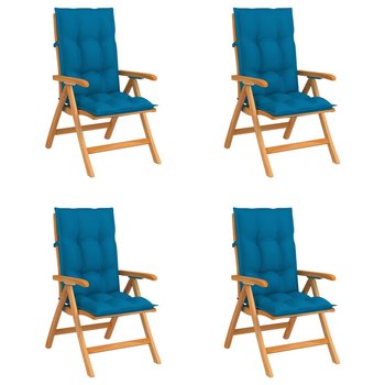 vidaXL Rozkładane krzesła ogrodowe z poduszkami, 4 szt., drewno tekowe - vidaXL