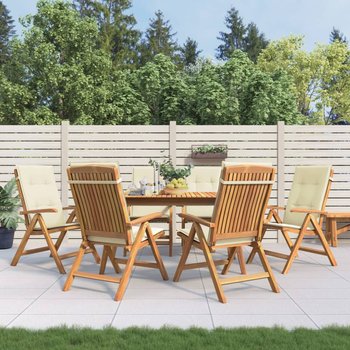 vidaXL Rozkładane krzesła ogrodowe z poduszkami, 6 szt., drewno tekowe - vidaXL