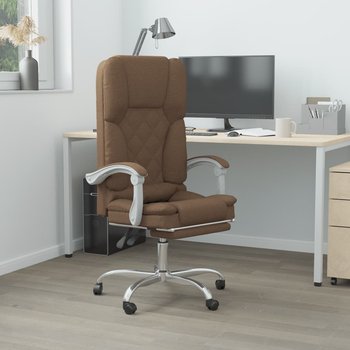 Vidaxl rozkładane, masujące krzesło biurowe, brązowe, obite tkaniną - vidaXL