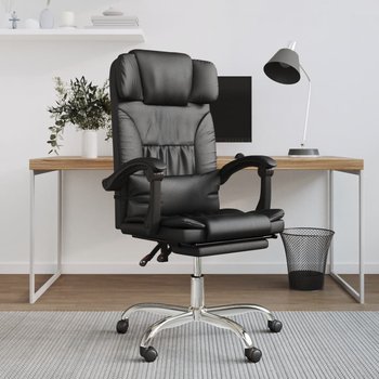 Vidaxl rozkładane, masujące krzesło biurowe, czarne, sztuczna skóra - vidaXL