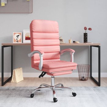 Vidaxl rozkładane, masujące krzesło biurowe, różowe, sztuczna skóra - vidaXL
