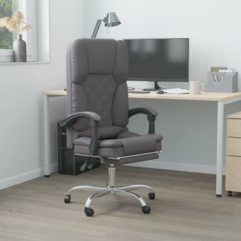 Vidaxl rozkładane, masujące krzesło biurowe, szare, sztuczna skóra - vidaXL