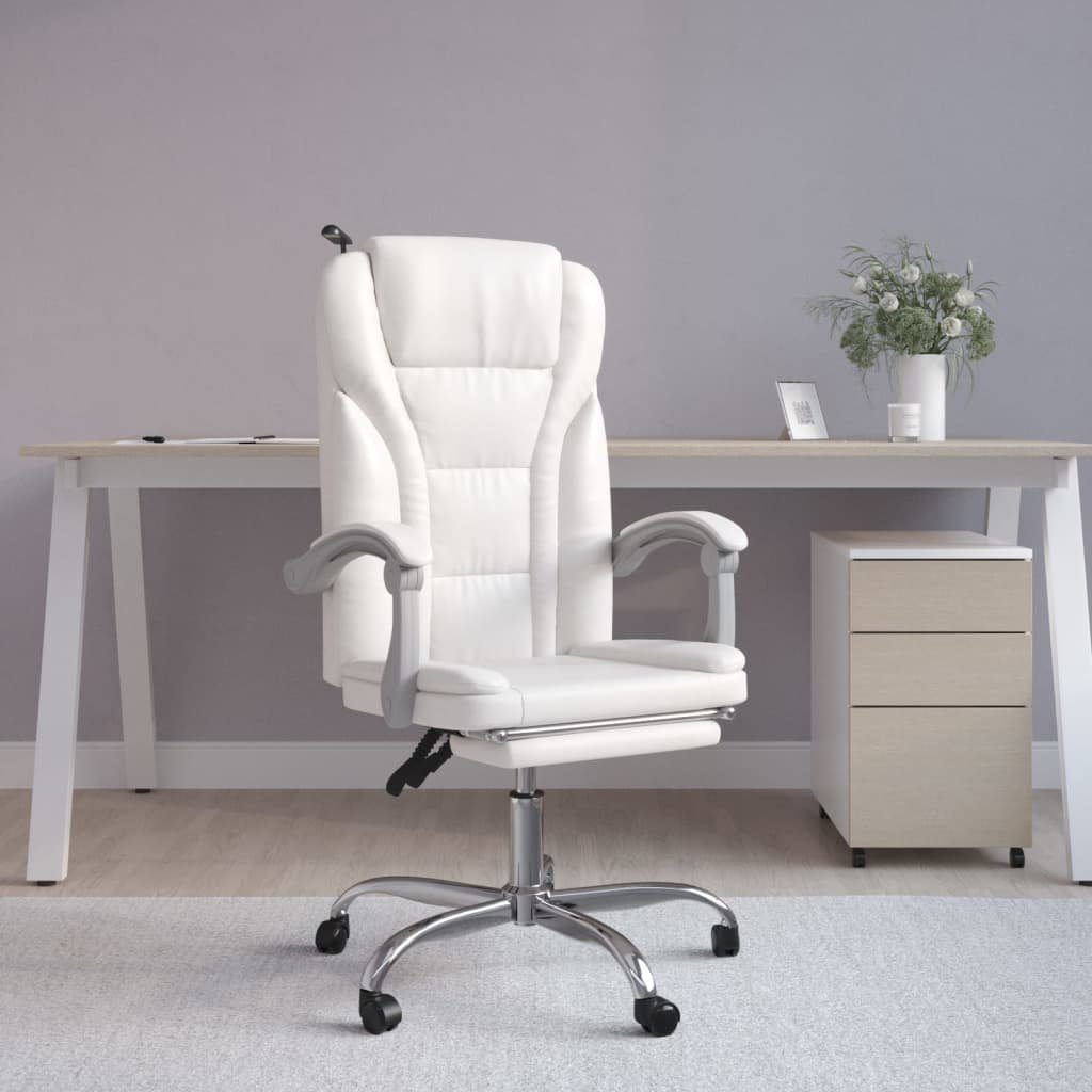Фото - Комп'ютерне крісло VidaXL rozkładany fotel biurowy, biały, sztuczna skóra 