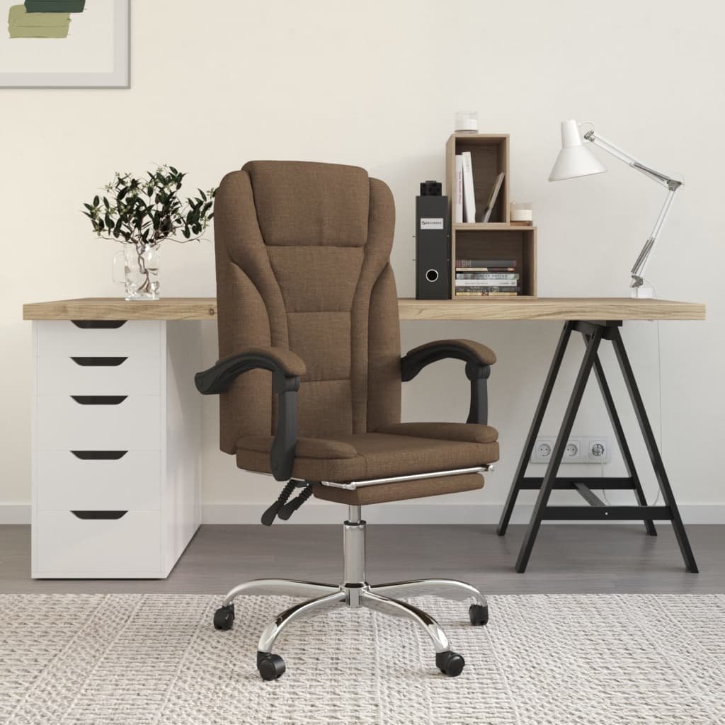 Фото - Комп'ютерне крісло VidaXL rozkładany fotel biurowy, brązowy, obity tkaniną 