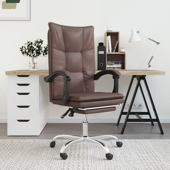 Vidaxl rozkładany fotel biurowy, brązowy, sztuczna skóra - vidaXL