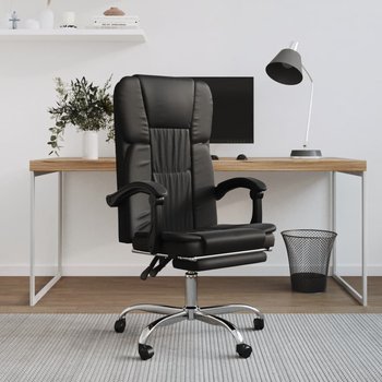 Vidaxl rozkładany fotel biurowy, czarny, sztuczna skóra - vidaXL