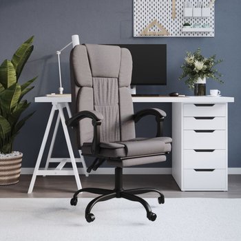 vidaXL Rozkładany fotel biurowy, kolor taupe, obity tkaniną - vidaXL