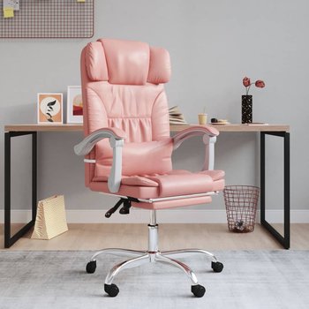 Vidaxl rozkładany fotel biurowy, różowy, sztuczna skóra - vidaXL