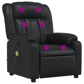 vidaXL Rozkładany fotel masujący, czarny, sztuczna skóra - vidaXL