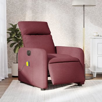 vidaXL Rozkładany fotel masujący, elektryczny, winna czerwień, tkanina - vidaXL