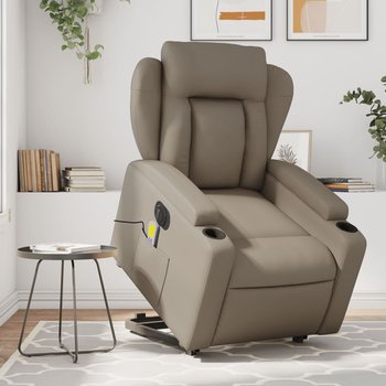 vidaXL Rozkładany fotel pionizujący z masażem, elektryczny, cappuccino - vidaXL