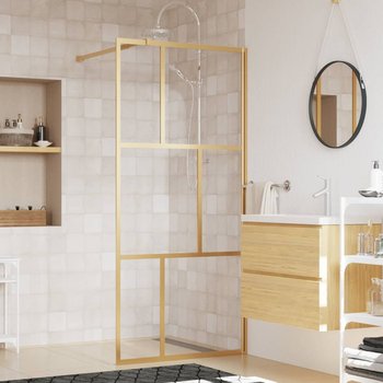 vidaXL Ścianka prysznicowa, przezroczyste szkło ESG, złota, 80x195 cm - vidaXL