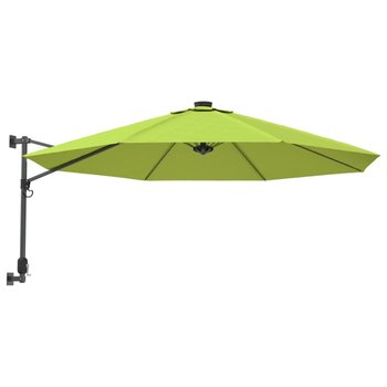 vidaXL Ścienny parasol ogrodowy z LED, zielony, 290 cm - vidaXL