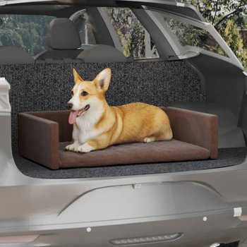 vidaXL Siedzisko samochodowe dla psa, brąz, 70x45 cm, o wyglądzie lnu - VidaXL