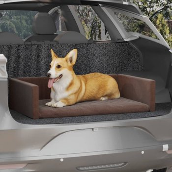 vidaXL Siedzisko samochodowe dla psa, brąz, 90x60 cm, o wyglądzie lnu - VidaXL