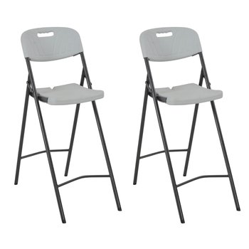 vidaXL Składane krzesła barowe, 2 szt., HDPE i stal, białe - vidaXL