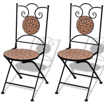 vidaXL Składane krzesła bistro, 2 szt., ceramiczne, terakota - vidaXL