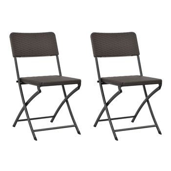 vidaXL Składane krzesła ogrodowe, 2 szt., HDPE i stal, brązowe - vidaXL