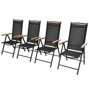 vidaXL Składane krzesła ogrodowe, 4 szt., aluminium/textilene, czarne - vidaXL