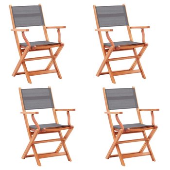 vidaXL Składane krzesła ogrodowe 4 szt., szare, eukaliptus i textilene  - vidaXL