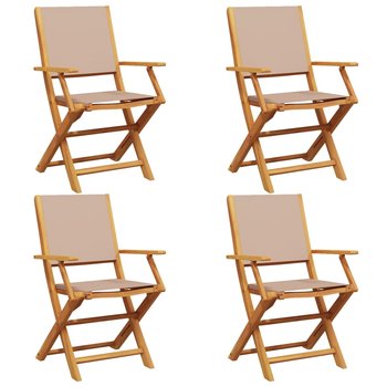 vidaXL Składane krzesła ogrodowe, 4 szt., tkanina taupe i drewno - vidaXL