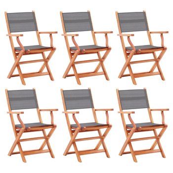 vidaXL Składane krzesła ogrodowe 6 szt. szare, eukaliptus i textilene - vidaXL
