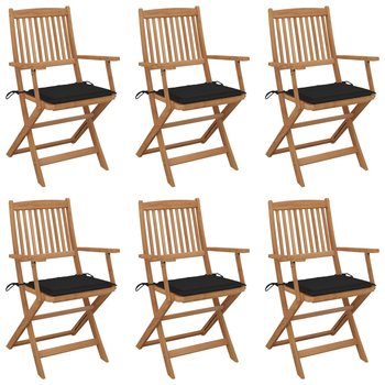 vidaXL Składane krzesła ogrodowe 6 szt., z poduszkami, drewno akacjowe - vidaXL