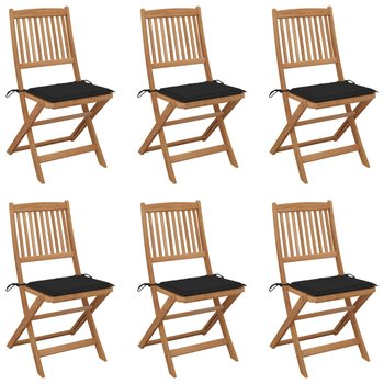 vidaXL Składane krzesła ogrodowe 6 szt., z poduszkami, drewno akacjowe - vidaXL