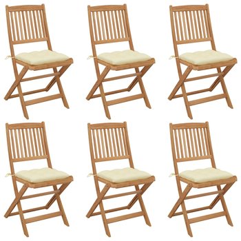 vidaXL Składane krzesła ogrodowe z poduszkami, 6 szt., drewno akacjowe - vidaXL