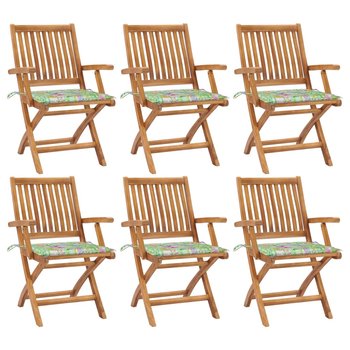 vidaXL Składane krzesła ogrodowe z poduszkami, 6 szt., drewno tekowe - vidaXL