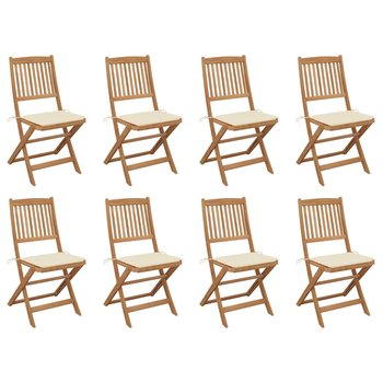 vidaXL, Składane krzesła ogrodowe z poduszkami, 8 szt., drewno akacjowe - vidaXL