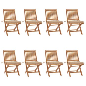 vidaXL, Składane krzesła ogrodowe z poduszkami, 8 szt., drewno tekowe - vidaXL