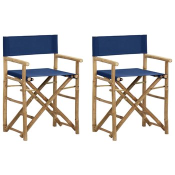 vidaXL, Składane krzesła reżyserskie 2 szt., niebieskie, bambus/tkanina - vidaXL