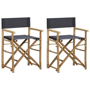 vidaXL, Składane krzesła reżyserskie, 2 szt., szare, bambus i tkanina - vidaXL