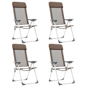 VidaXL Składane krzesła turystyczne, 4 szt., brązowe, aluminiowe - vidaXL